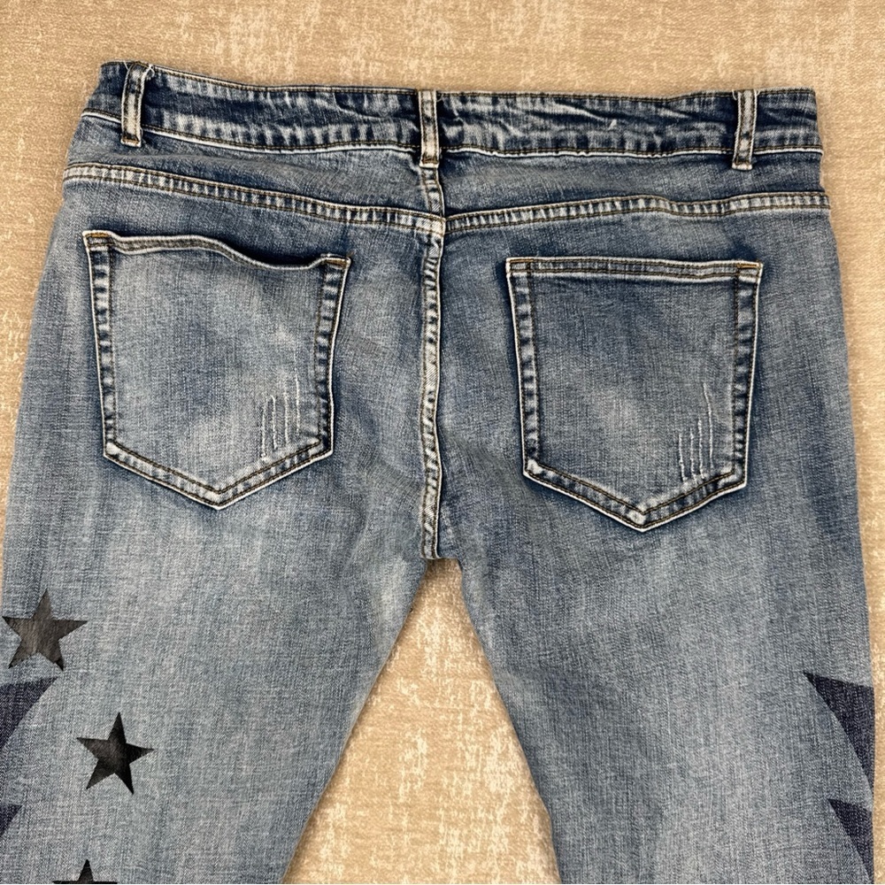 Cooper 9 Blue Wings Denim Size 38 / Blue Jeans with Star Patches - Picture 11 of 13